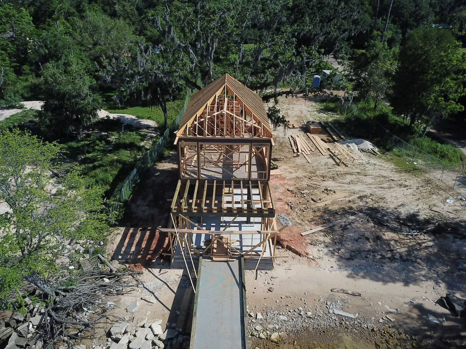 Custom home under construction during the framing stage